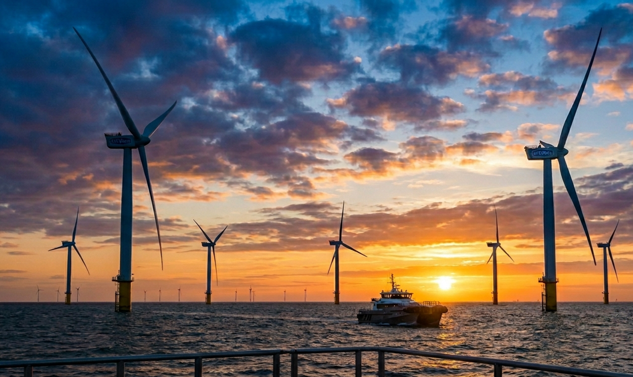 Zeevonk offshore wind farm at sunset